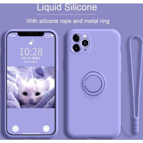 Luxury Silicone Case For iPhone 12 Pro Max XS XR X 8 7 6 6S Plus iPhone12 12Pro 11Pro Phone Magnetic Full Cover With Ring Holder
