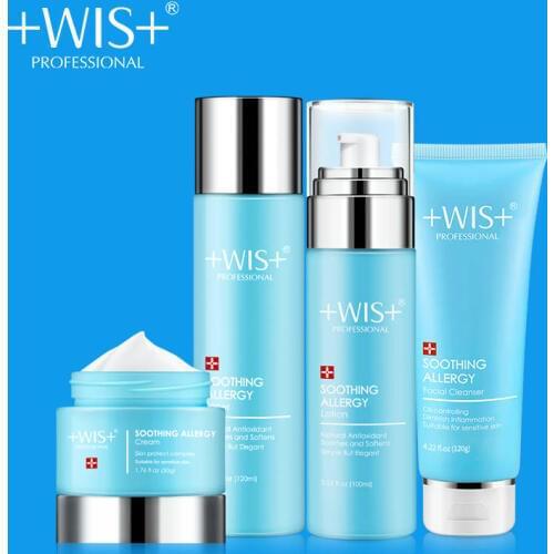 WIS Soothing Skin Care Set Hydrating Moisturizing Oil Control Refreshing Brightening Cleanser Toner Lotion Cream Skincare Kit