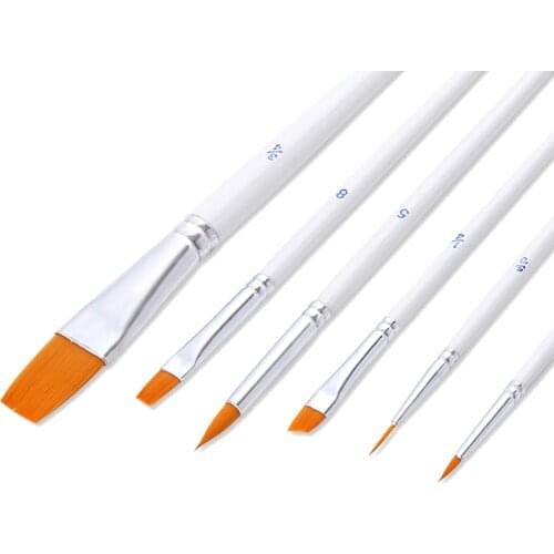 6pcs /set Painting Brush Oil Paint Nylon Hair Water Color Painting Brush Acrylics Brush Art Set Oil Painting Brushes