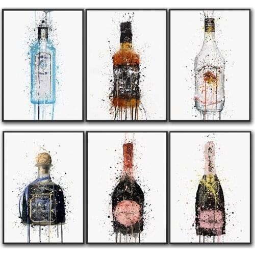 Paintings On The Wall Modern Graffiti Art Posters Wine Bottle Kitchen Decor Canvas Picture Frameless Prints Room Decor