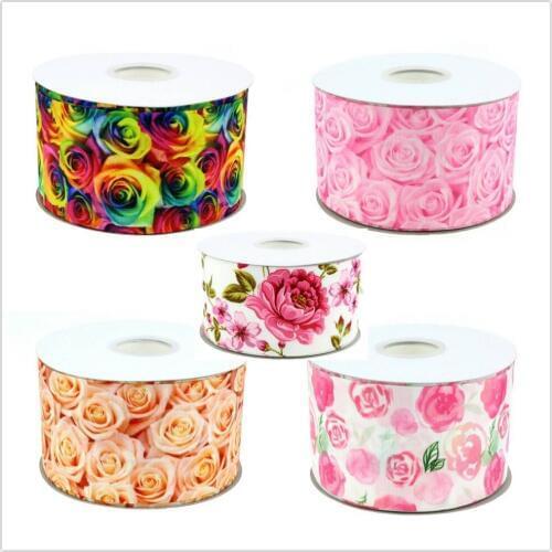 New 25 38mm flower ribbon 10 yards DIY handmade materials gift wrapping bow Grosgrain ribbons