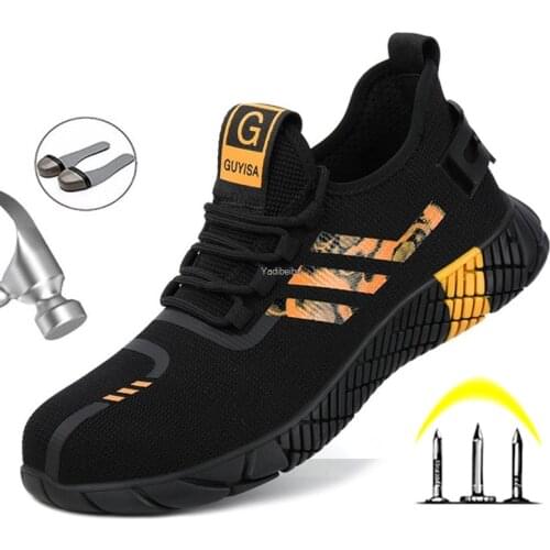 New Indestructible Work Safety Boot Lightweight Steel Toe Safety Shoes Air Mesh Breathable Men Work Shoes Puncture-Proof Sneaker