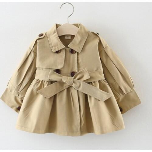 Baby Girls Coats Jackets Casual Fashion Girls Windbreaker for Infant Cotton Trench Outerwear Long Sleeve Baby Girls Clothing