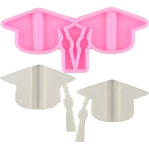 PhD Graduation Hat Straw Topper Silicone Mold Bachelor Cap Keychain Epoxy Resin Mould Chocolate Fondant Cake Decorating Tools