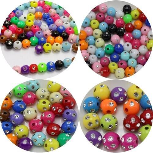 Mixed Color Sparkling Silver Dots Acrylic Round Bead 5-10mm Spacer Jewelry Make