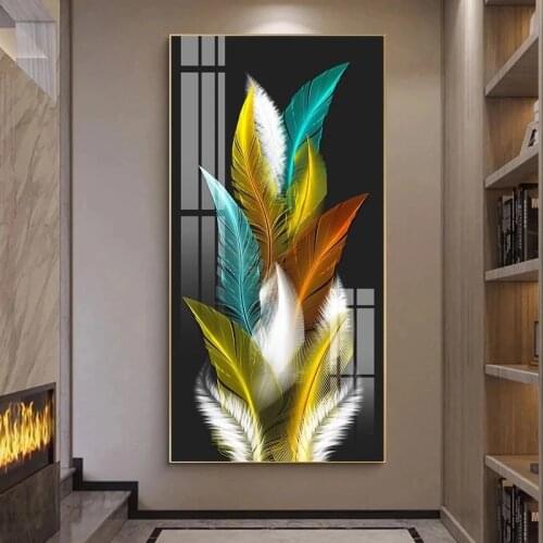 Colorful Feathers Canvas Paintings Abstract Art Wall Picture Home Decoration Posters and Prints For Living Room Nordic Cuadros
