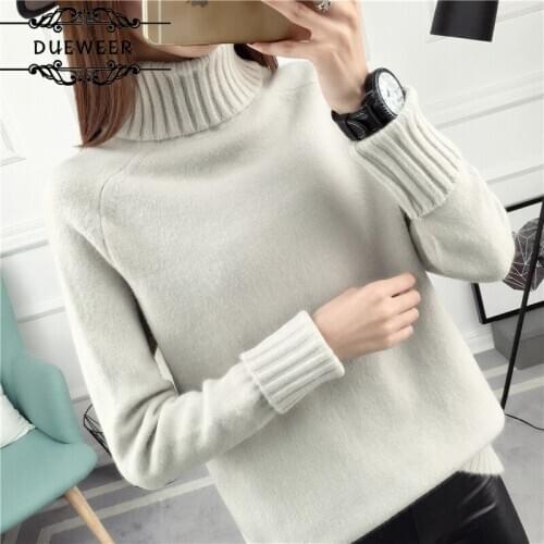 Womens Pullovers Tops Women Turtleneck Pullover Thicker Solid Color Long Sleeve Elegant Simple Trendy Leisure Chic Korean Style