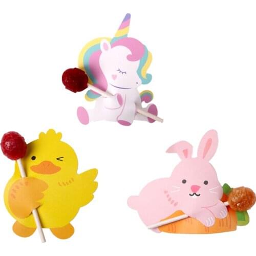 Unicorn Party Unicornio Lollipop Decor Cards Party Decorations Kids Birthday Easter Rabbit Lollipop Cards Candy Baking Tools