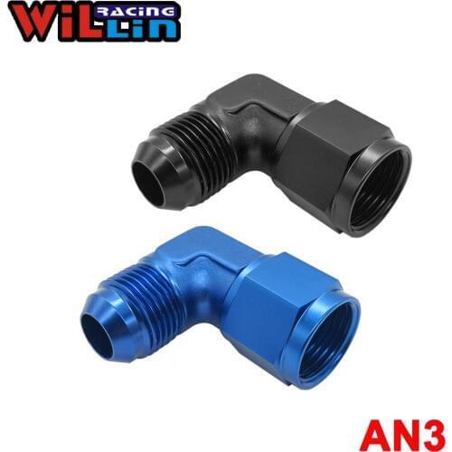 WILLIN - 90 Degree AN03Male To AN03 Female Swivel Adapter Oil Fuel Fitting Anoized Aluminum Fitting Blue/Black WL9211-03