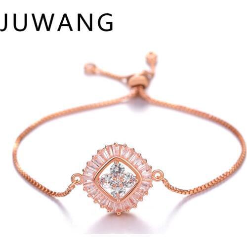 Fashion Flower Cubic Zirconia Charm Bracelet&Bangle Adjustable For Women Pulseras Mujer Female Party Wedding Bridal Jewelry Gift