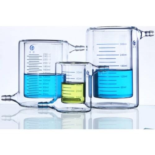 1pcs 50ml to 2000ml Double Layer Beaker Laboratory Jacketed Borosilicate Glass Beaker for Photocatalytic Experiment