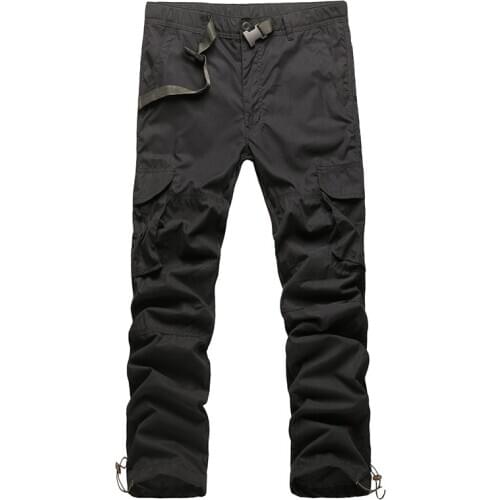 2021 Summer New Thin Mens Cargo Pants Casual Mens Overalls Combat Elastic Waist Design Trousers Men Plus Size M-3XL Grey Green