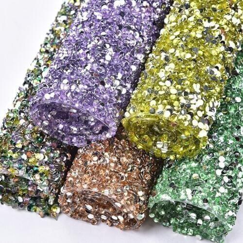 24*40cm/Sheet Resin Rhinestone Mesh Hotfix Or Self Adhesive Strass Applique Wedding Dress Decoration Iron On Fabric DIY