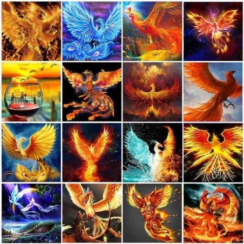 DIY Diamond Embroidery Bird Phoenix Firebird Cross Stitch Diamond Painting Full Drill Animal Handicraft Art Hobby Gift Home Deco