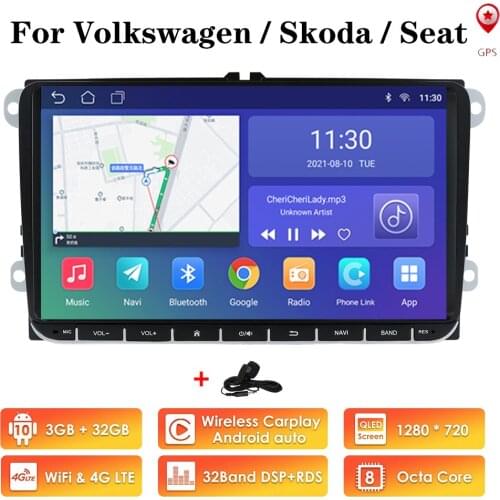 Android 10 Car Multimedia Player for Volkswagen VW Polo Golf Passat Tiguan 2007-2013 Skoda Yeti Superb Seat Altea Leon Gps Navi