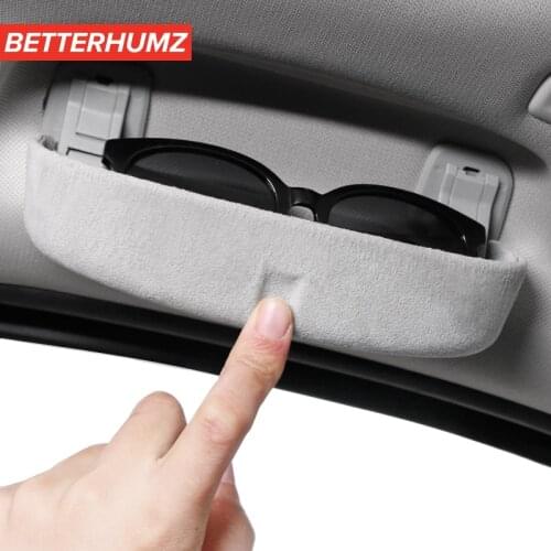 BETTERHUMZ Alcantara Car Glasses Case Sunglasses Storage Box Car Sun Visor Boxes For Audi A3 A4l A5 A6 A7 Q5 Q5L Q7 S6 S7 Q2 TT