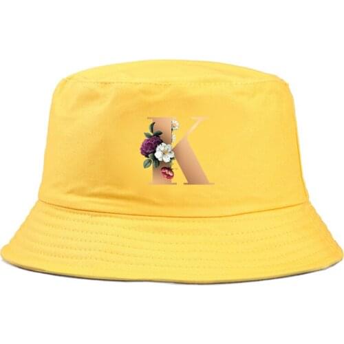 Baseball cap 26 letter flowers pattern peaked hat fisherman hat sports outdoor sunshade breathable striped elastic women/men hat