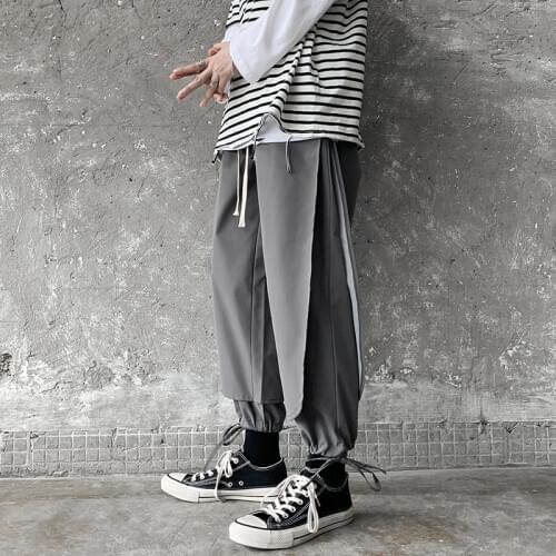 2021 Autumn Mens New Loose Cargo Pants Drawstring 3 Color Casual Pants Streetwear Fashionable Trousers Big Size M-5XL
