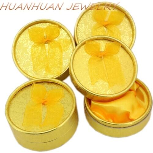 Jewelry Packaging Gift Box Golden Round Kraft Paper Display Case Bracelet Necklace Earing Party Wedding Gifts Boxes Casket B3447