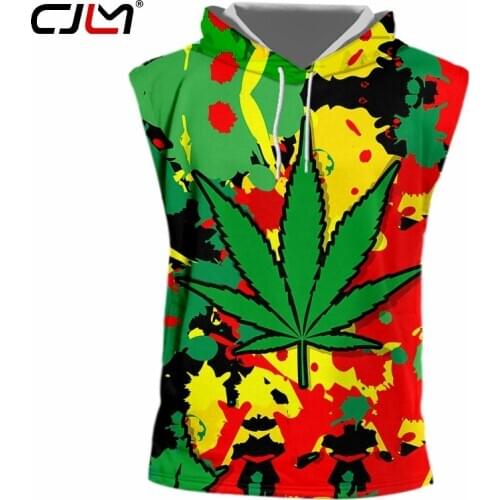 CJLM 3D RedGreen TeeShirt Man Creative HipHop Trend MensHoodes Tank Top Printed Colorful Leaves Funny Loose Large Size Vest 5XL