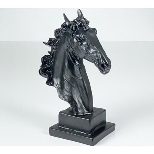 Decorative scrulpture large size horse head figure on plinth matte black coloured one piece dimensions 38cm x 27cm x 14cm