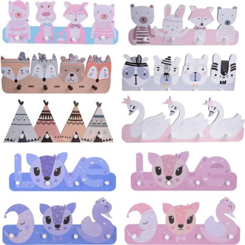 Nordic Children Room Decorative Wall Shelves Wood Shelves Coat Rack Wall Hanging Shelf Hooks Star Swan Decor Display Organizer