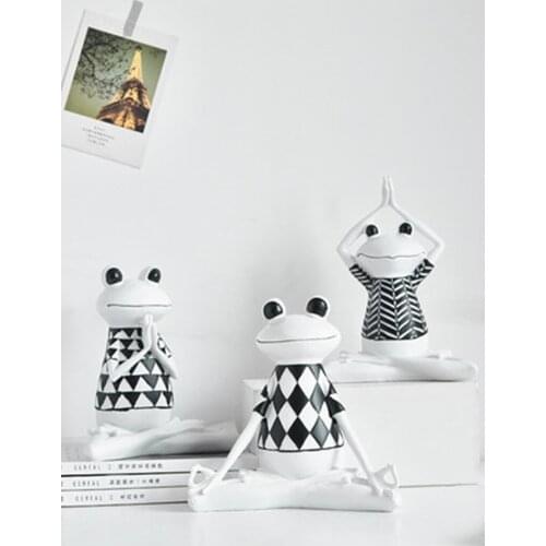 Geometric Crafts Decoration Gift Yoga Kawaii Frog Resin Decoration Living Room TV Cabinet Study Home Accessories