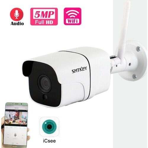 HD 5MP Wifi Audio IP Camera 1080P ONVIF Wireless Bullet Camera Outdoor SD Card Slot Night Vision CCTV Video Surveillance Kit Cam