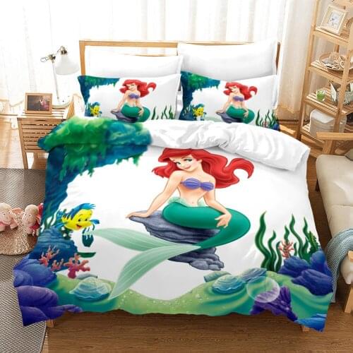 Mermaid princess bedding set three pieces of high sleep quality quilt children home textiles high density quilt