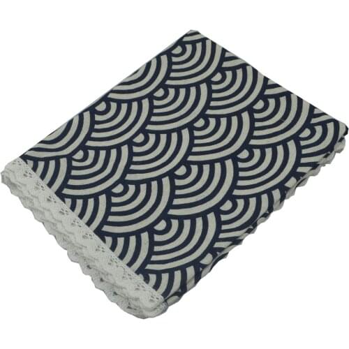 Lace Blue Linen Cotton Printed Shell Flower Rectangular Home Tablecloth Wedding Christmas Dining Table Cover Kitchen Tischdecke