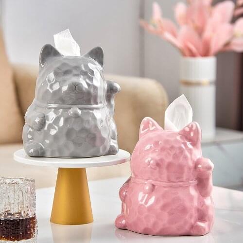Cute Animal Tissue Box Nordic Home Decoration Ceramic Statue Decoration Tissue Box Holder Living Room Desk Home Storage
