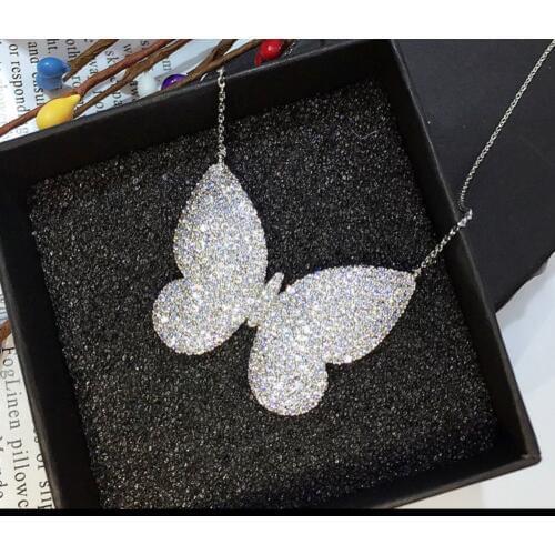 Missvikki Noble Butterfly Pendant Chain Necklace Full Micro AAA Cubic Zirconia Bijoux High Quality Accessories Gift For Women