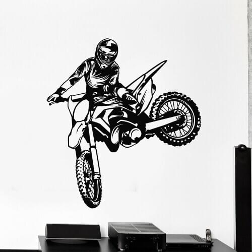 Motorcycle Vinyl Wall Decal Freestyle Motorcycle Window Sticker Speed Extreme Sports Art Mural Home Kids Room Wallpaper M258