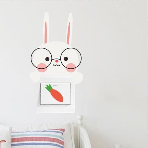 Cartoon Unicorn Bunny Dinosaur Wall Sticker Creative Switch Stickers Lovely DIY Wallpaper Socket Beautification Decoration