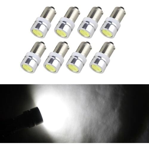 COB BA9 BA9s Single Contact Miniature Bayonet Led Bulb 12V White Car Bulbs T4W 1895 6253 64111 64113 Led Bulb (Pack of 8 White)