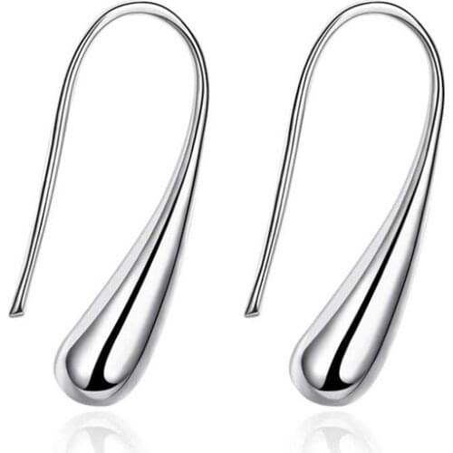 Wholesale Price 925 Silver Simple Fashion Water droplets Earrings For Women Jewelry Silver Earrings Gift