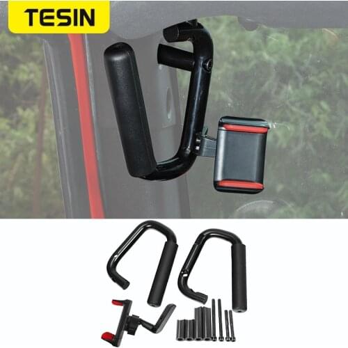 TESIN Armrests for Wrangler JK Car Front Grab Handle With Mobile Phone Holder Kit for Jeep Wrangler JK 2007-2017 Car Accessories
