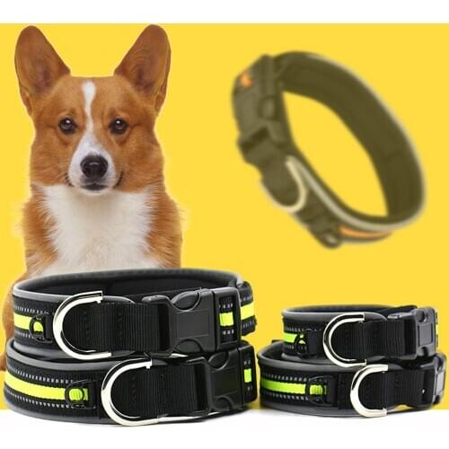 3M Reflective Dog Collar Breathable Mesh Nylon Dog Collar For All Breeds Adjustable Pet Dog Training Necklace Accessory S-XL