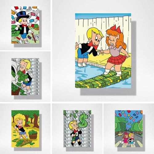 Richie Rich Raking Money Canvas, Monopoly, Cartoon Canvas, Fan Wall Art, Rich, Home Decor, Various Sizes