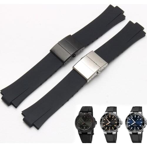 FOR ORIS AQUIS diving silicone rubber strap 24*11MM black convex outdoor sports bracelet