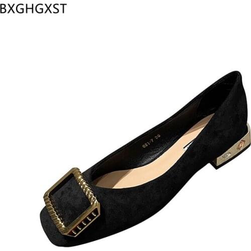 Black Slip on Low Heels Shoes for Women 2021 Block Heels Loafers Korean Shoes Woman Square Toe Heels Boat Shoes Woman Chaussure