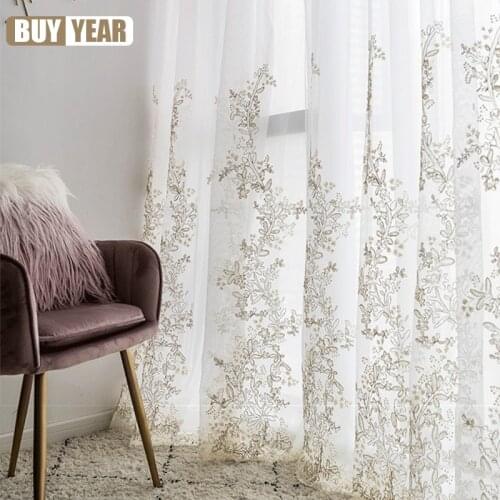 Luxury Yarn Embroidered 3D Screens Princess Tulle Curtains for Bedroom Romantic Sheer Childrens Room Window Decoration
