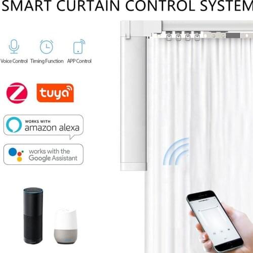 Tuya Smart Home Customized Electric Curtain Tracks with Zigbee Curtain Motor Alexa Google Assistant Voice Domotique System