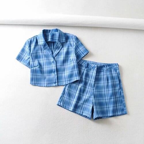 Spring 2020 new European and American INS small red book BM plaid shorts casual pants womens dltz2221