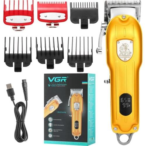 VGR cortador de cabelo elétrico tela eletrônica visual inteligente redução de ruído todo em metal corte de cabelo de alta potênc