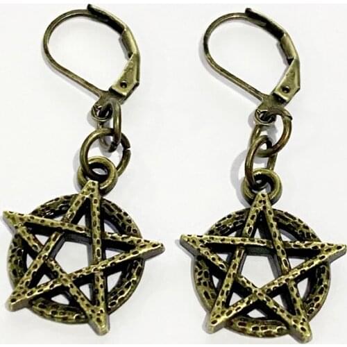 Wicca Pentagram Charm Creative Earrings,Vintage Fashion Jewelry Women Christmas Birthday Gifts Accessories Pendants Zinc Alloy