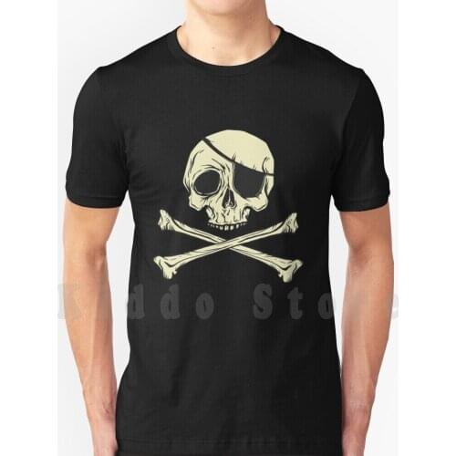 Jolly Roger Pirate T Shirt Diy Big Size 100% Cotton Pirate Skull Bones Halloween Jolly Roger Pirate Flag Flag