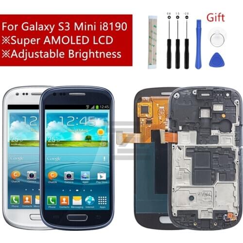 For SAMSUNG Galaxy S3 Mini LCD Display i8190 Touch Screen Digitizer assembly with frame display S3 Mini i8195 i8200 Repair Parts