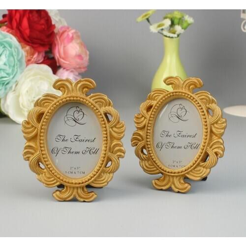 1pc Vintage Style Gold Picture Frame Cutouts Party Photo Booth Props Novelty Baroque Oval Resin Table Wall Door Frame Wedding