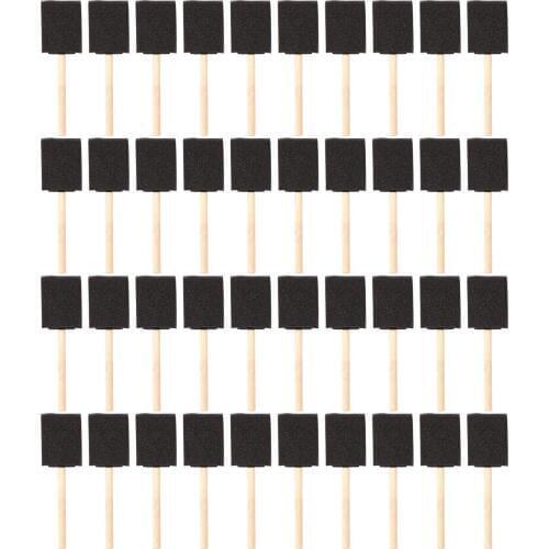 2 inch Foam Sponge Wood Handle Paint Brush Set (Value Pack of 40) - Lightweight, durable and great for Acrylics, Stains, Varnish